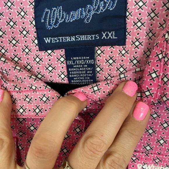 Pink wranglers, western shirt, XXL button down pink and white - Picture 6 of 8